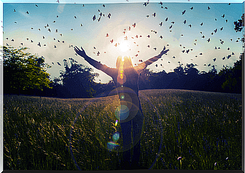 woman celebrating freedom