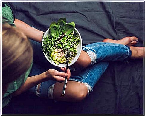 Woman maintaining conscious eating