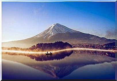 Mountain reflection in lake