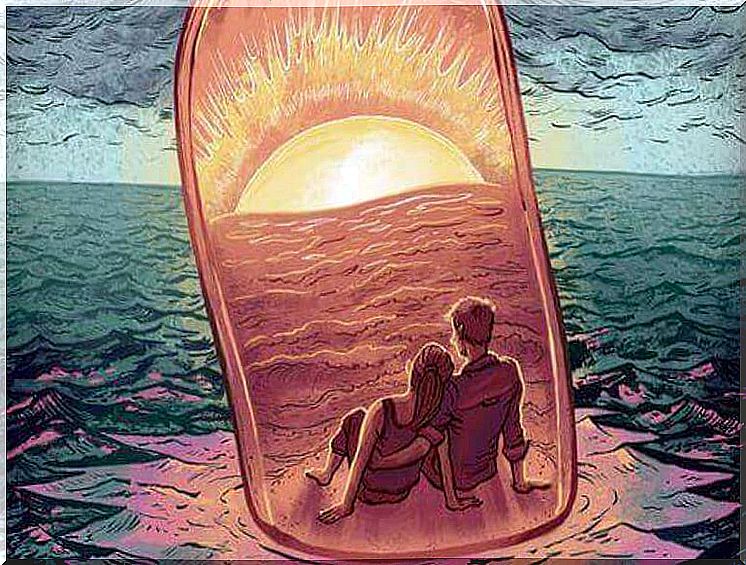 couple-in-bottle-at-sea