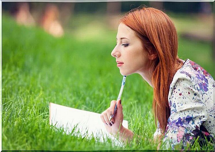 woman writing diary